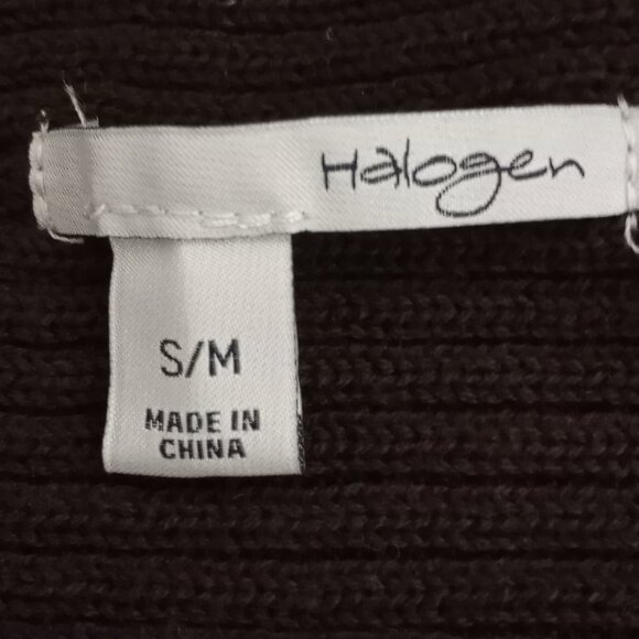 Halogen S/M Oversized Midi Cardigan Duster Vest Brown Ribbed Open Front - Picture 4 of 5